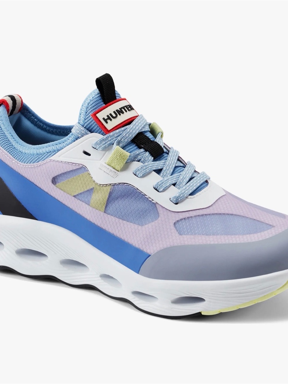 Hunter Women's Lavender and Blue Lace-Up Sneakers with Lime Accents